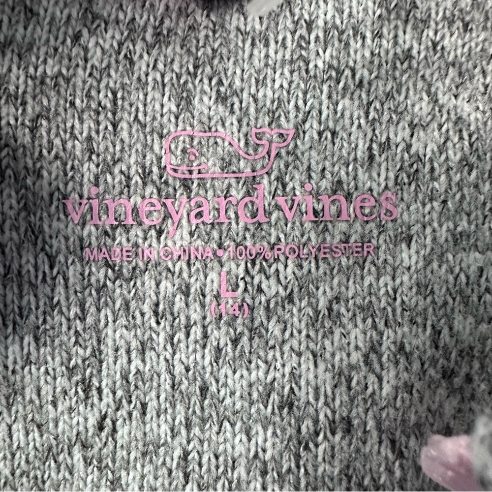 Vineyard Vines Zip Up Preppy Sweater Grey and Pink Girls Large 14 - Picture 11 of 12